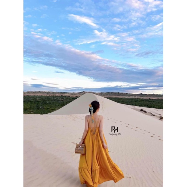 Váy maxi lụa kèm khăn