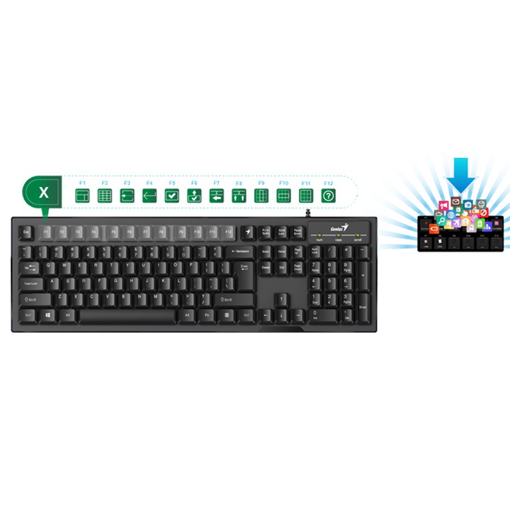 [Mã ELFLASH3 hoàn 10K xu đơn 20K] Bộ Bàn Phím Genius Smart Kb-102 Và Chuột dây Genius DX-110 BH12 Tháng