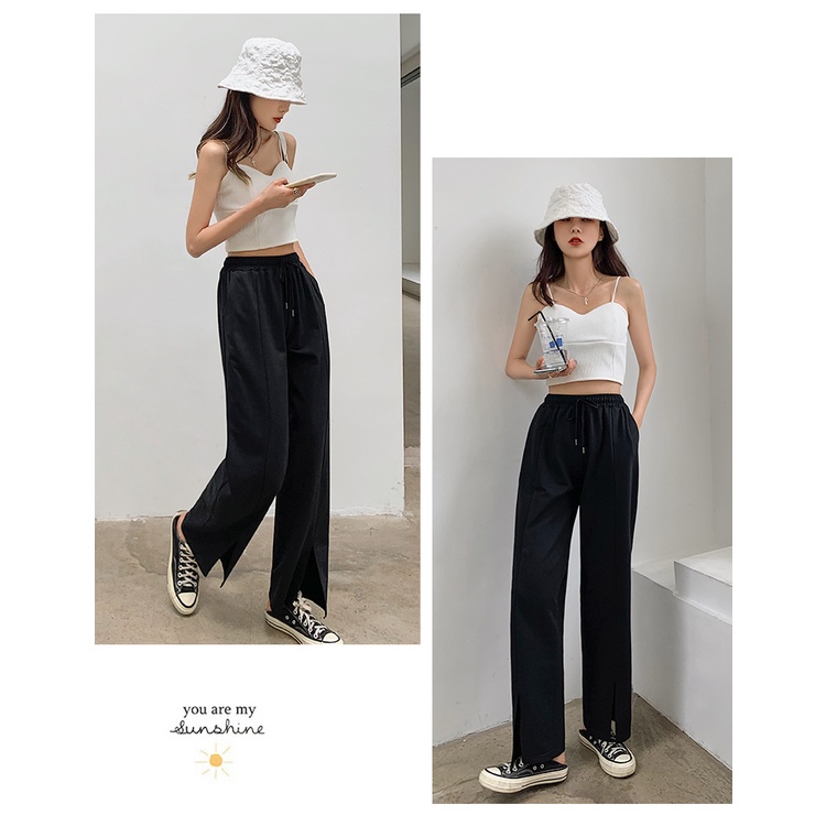SUXI Quần ống rộng Lưng Cao Thiết Kế Mới Thời Trang Theo Phong Cách Hàn Quốc Cho Nữ