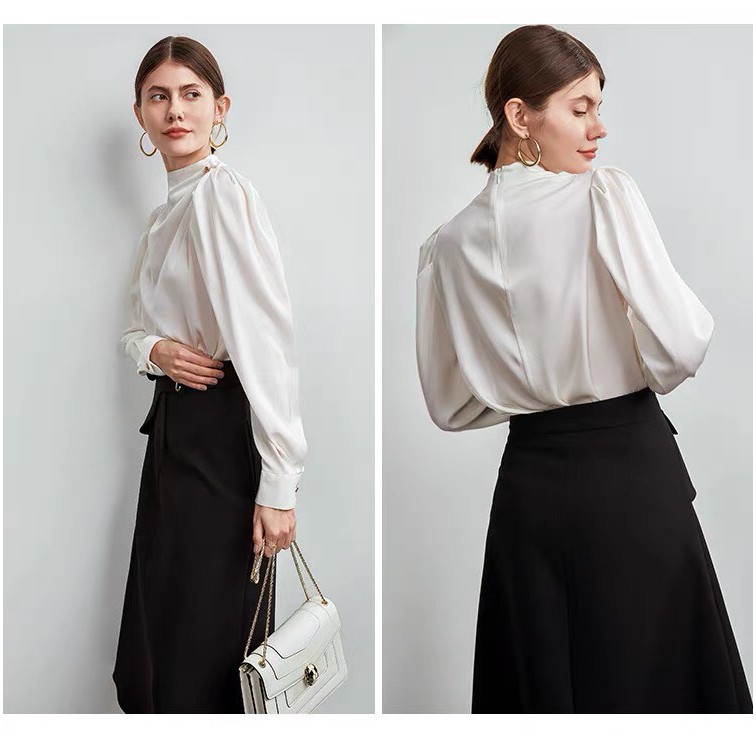 Áo Sơ Mi Nữ- Áo Sơ Mi Trắng Lụa Cao Cấp