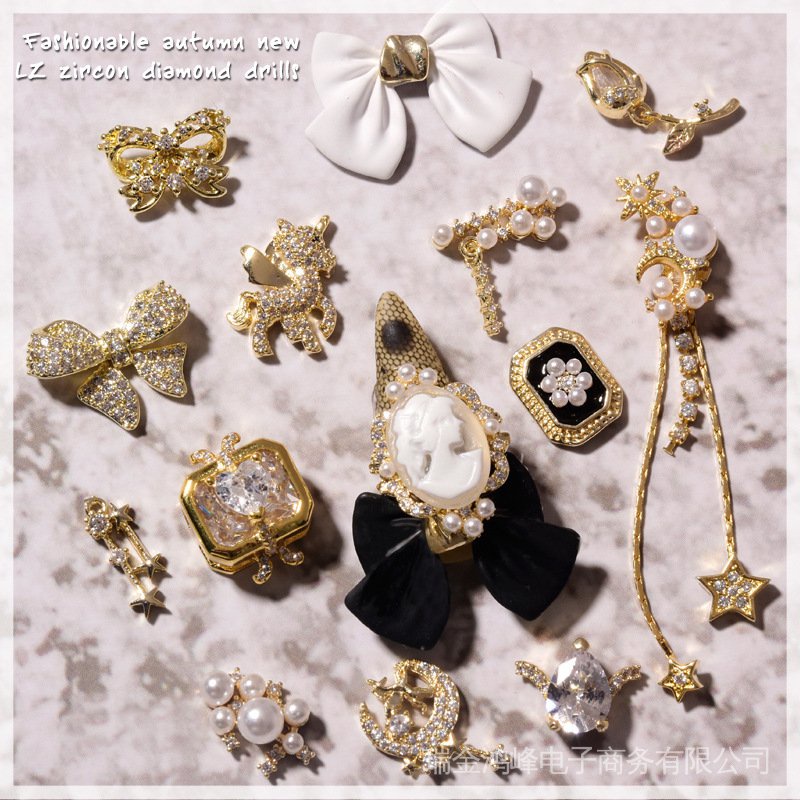 Có Sẵn Giá Bán Sỉ Phụ Kiện Kim Cương Giả Kim Cương Hình Nơ Kỳ Lân Vàng Kim Cương Nhiều Màu Sắc Làm Móng Nghệ Thuật