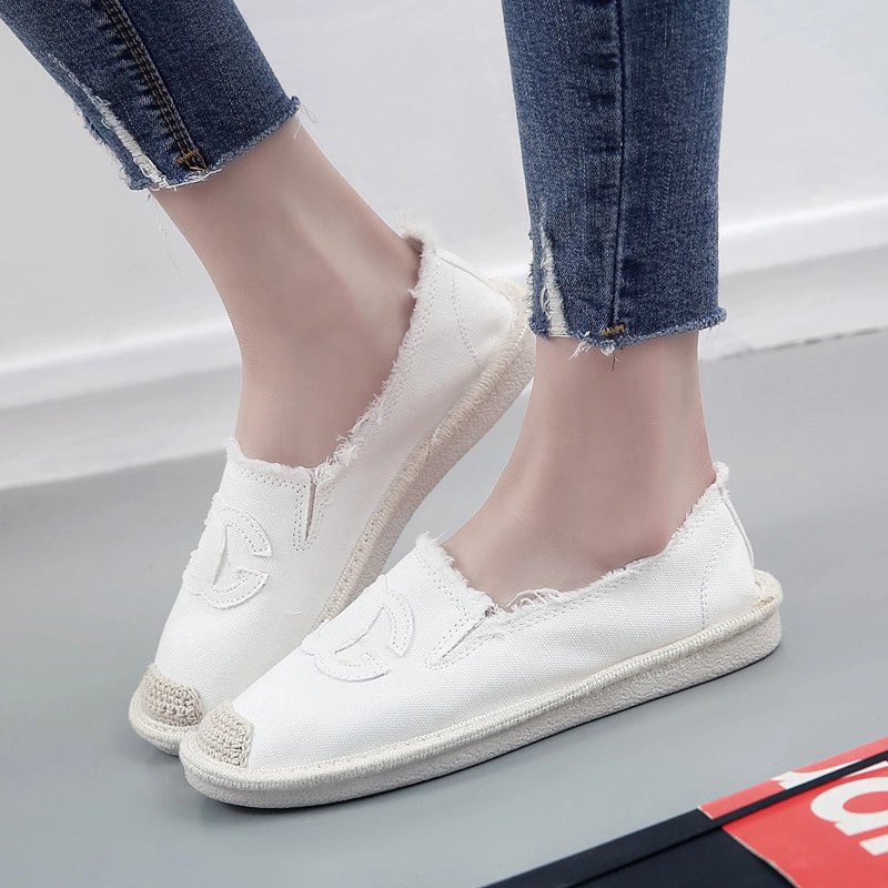 Slip on cói nữ - Giày lười vải nữ cao cấp - Vải thô màu trắng - Mã SP 310