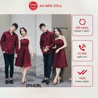 SET ĐỒ ĐÔI NAM NỮ ĐẸP COUPLE TINA SET ĐỒ CẶP NAM NỮ HAI DÂY MÀU ĐỎ MẬN CỰC TÔN DA TÔN DÁNG CHO CÁC CẶP ĐÔI