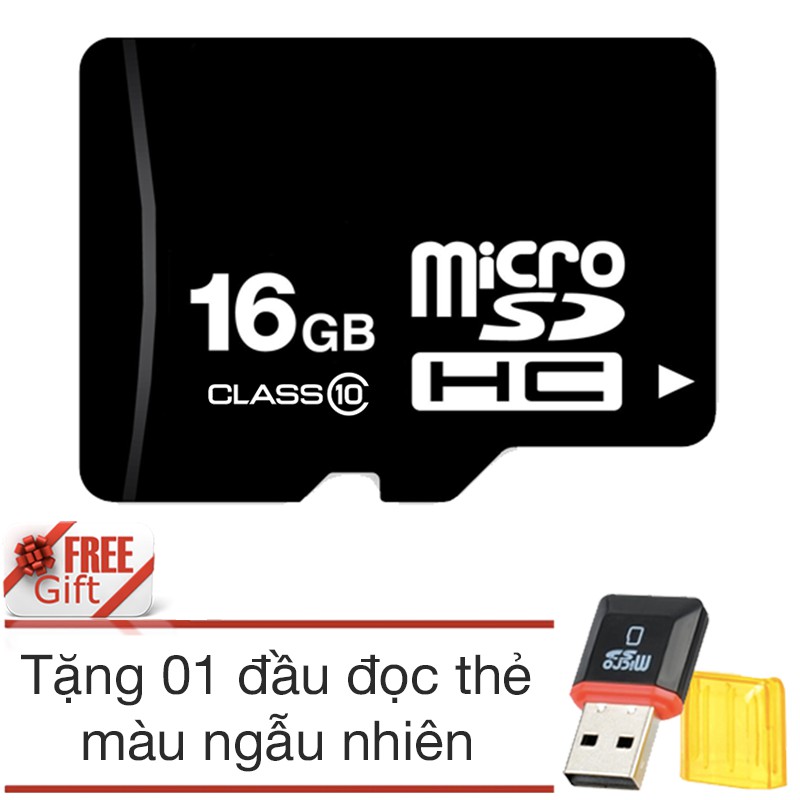 Thẻ nhớ 16GB microSD OEM C10 tặng đầu đọc thẻ micro (mẫu ngẫu nhiên) - Bảo hành 12 tháng