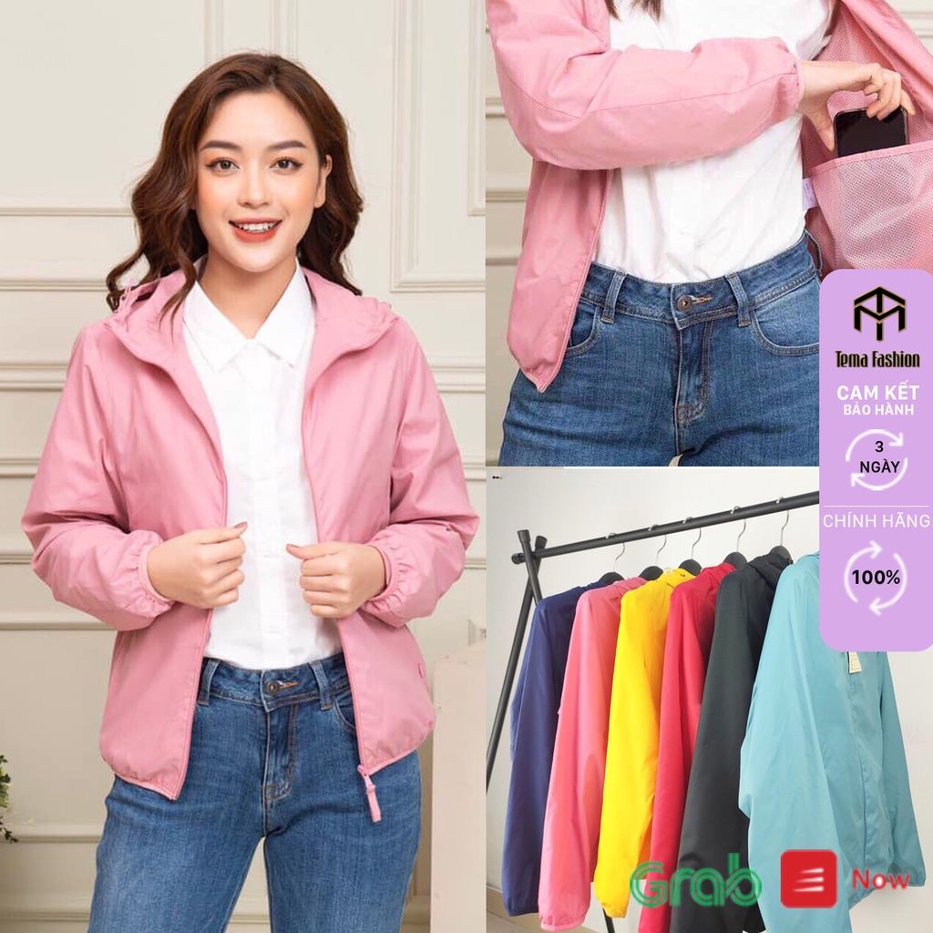 Áo khoác gió TEMA hàng VNXK cao cấp - áo gió nữ 2 lớp lót chất gió tráng bạc, chống nước,chống gió, ngăn tia UV 2021 -