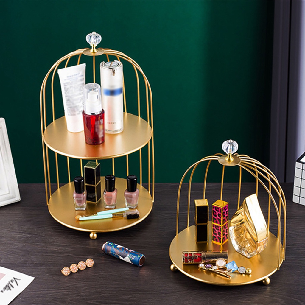 Giá đựng đồ/ mỹ phẩm JUJIAJIA bằng kim loại thiết kế lồng chim sang trọng cho phòng tắm tùy chọn kiểu dáng