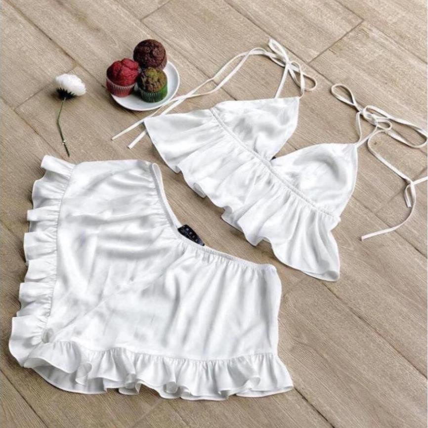 Đồ ngủ sexy🌺FreeShip🌺Set bộ ngủ 2 dây siêu gợi cảm chất liệu vải Satin cao cấp, bộ ngủ nữ  freesize dưới 65kg | BigBuy360 - bigbuy360.vn