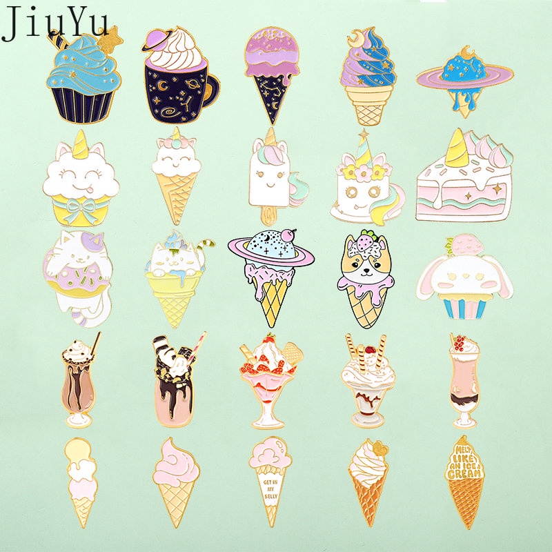 Ghim Cài Áo Hình Cây Kem / Mèo / Hành Tinh / Hành Tinh Dễ Thương