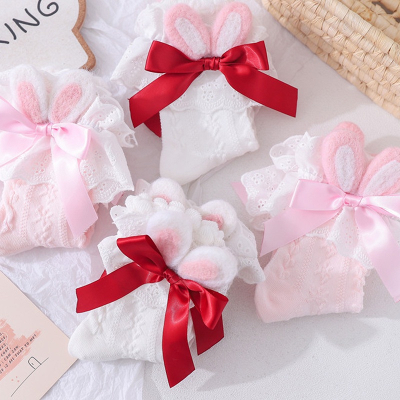 Youyo Vớ Lolita Mắt Cá Chân Phối Ren Đính Nơ Họa Tiết Hoa Ngọt Ngào Phong Cách Nhật Bản Cho Nữ