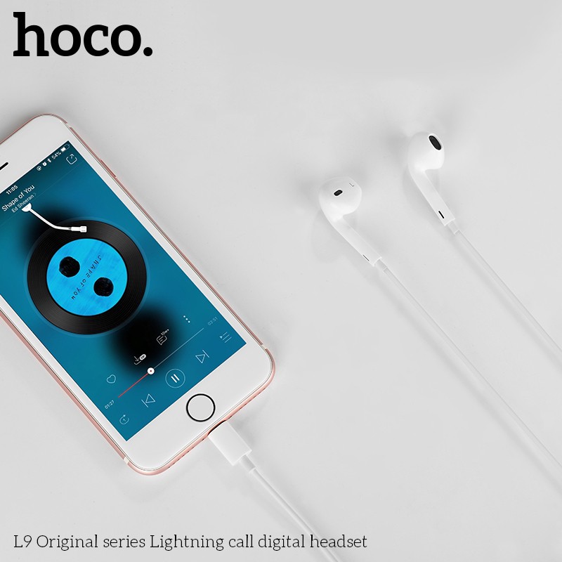 Tai nghe nhạc HOCO L9 đầu lightning dài 1.2m kèm dây điều khiển chất lượng cao