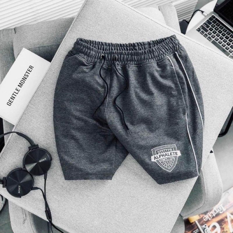 Quần Đùi Gym Alphalete Thun Da cá Logo Thêu Xịn, Chạy Bộ TẬP Gym Fitness Thể Thao Đều Đẹp