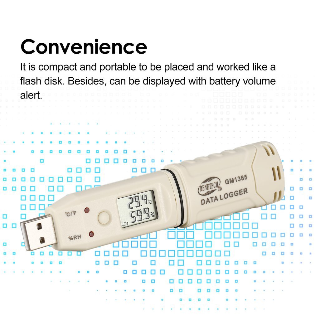 ✕[COD]Máy ghi dữ liệu nhiệt độ và ẩm tự động kỹ thuật số Benetech GM1365 có đầu USB