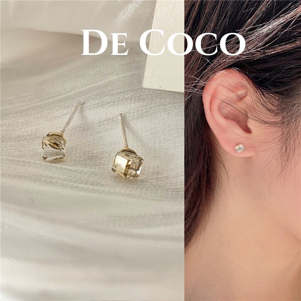 Khuyên tai bông tai đá hổ phách De Coco