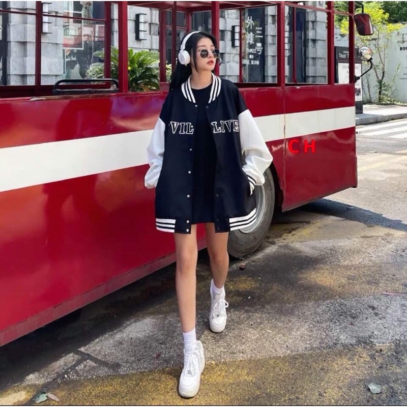 Áo bomber khoác Jacket Beliverhàng chất nỉ cotton mềmcổ, tay áo, thân áo có bo dệtphong cách Thể thao Bóng Chày