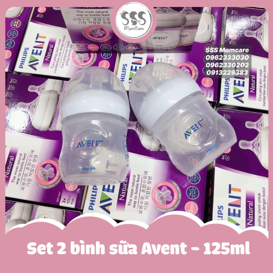 Set 2 bình sữa Avent - bình sữa mô phỏng tự nhiên 125ml