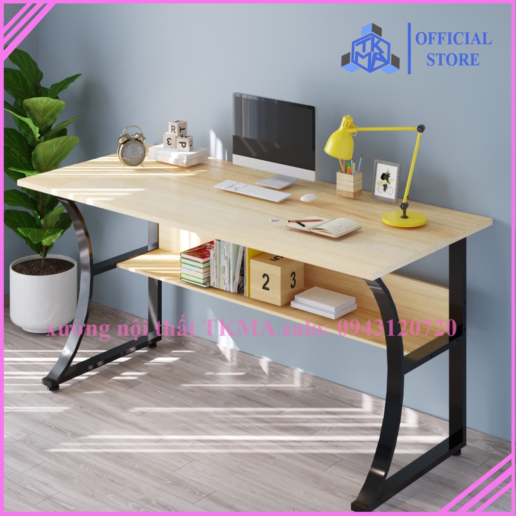 Bàn làm việc 120x60cm KÈM KỆ SÁCH, game gaming, bàn học để may tính cho bé hoc lam viêc, chân sắt sơn tĩnh điện TKMA