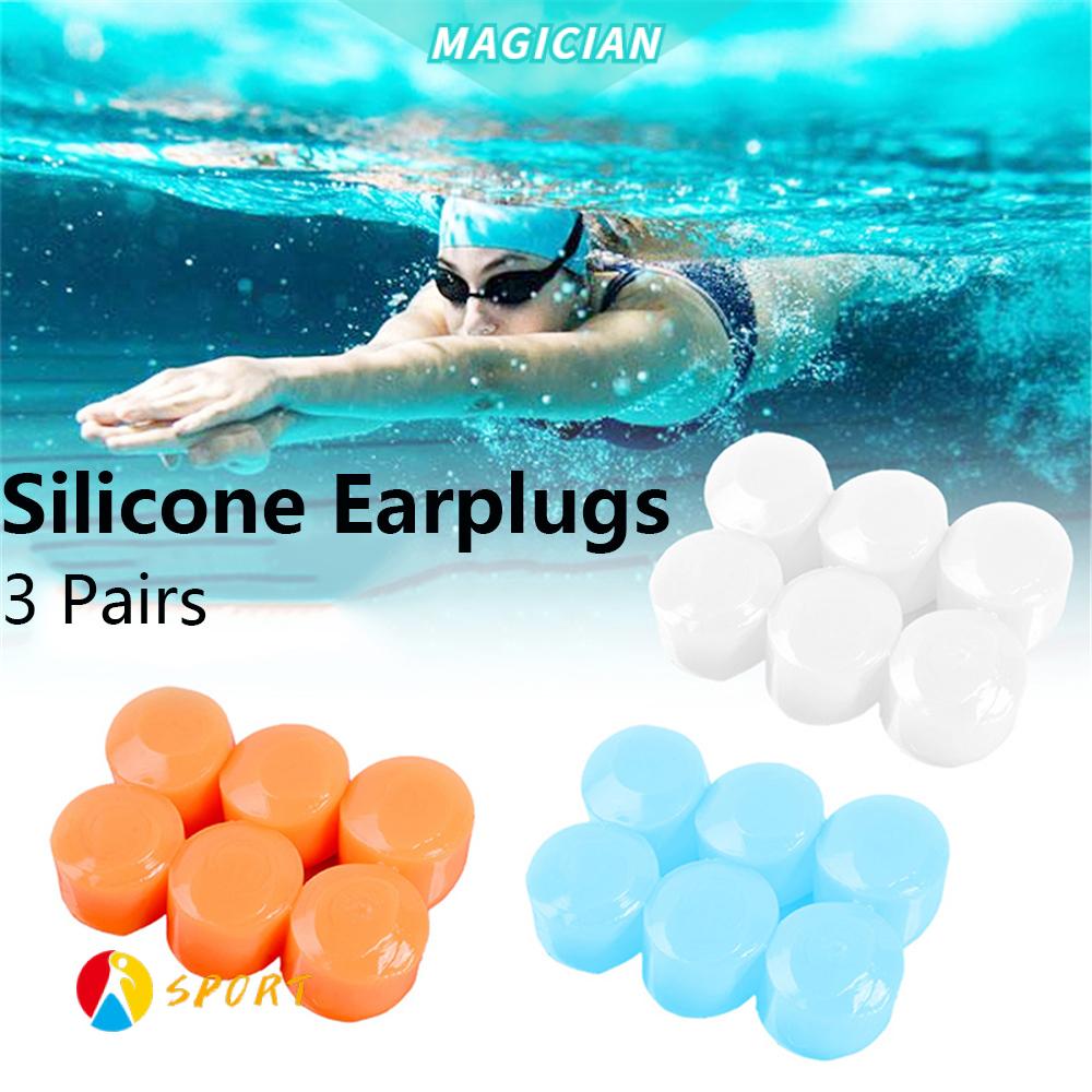 Set 3 Cặp Nút Bịt Tai Bằng Silicon Mềm Chống Thấm Nước Chống Tiếng Ồn Tiện Dụng Khi Đi Bơi / Đi Ngủ