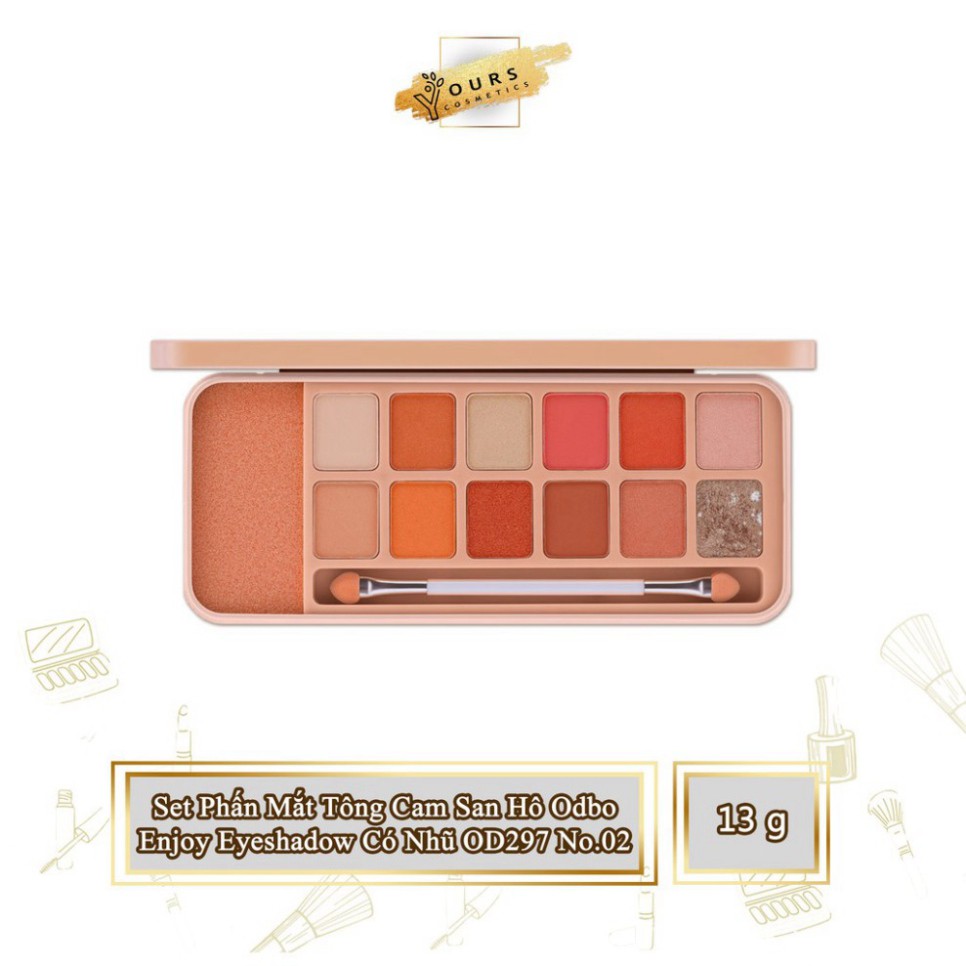 [Auth Thái] Bảng Phấn Mắt Tông Cam Đào Odbo Enjoy Eyeshadow Có Nhũ OD297 No.02 K523