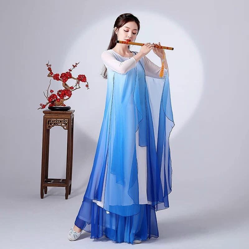 [NHIỀU MÀU] Vải voan chiffon ombre chuyển màu xanh -đỏ cam chất mềm mịn như tơ, rủ đẹp