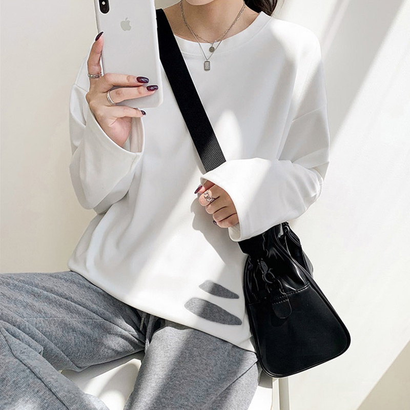 NRVP Áo Thun Nữ Tay Dài 100% Cotton Thời Trang Hàn Quốc