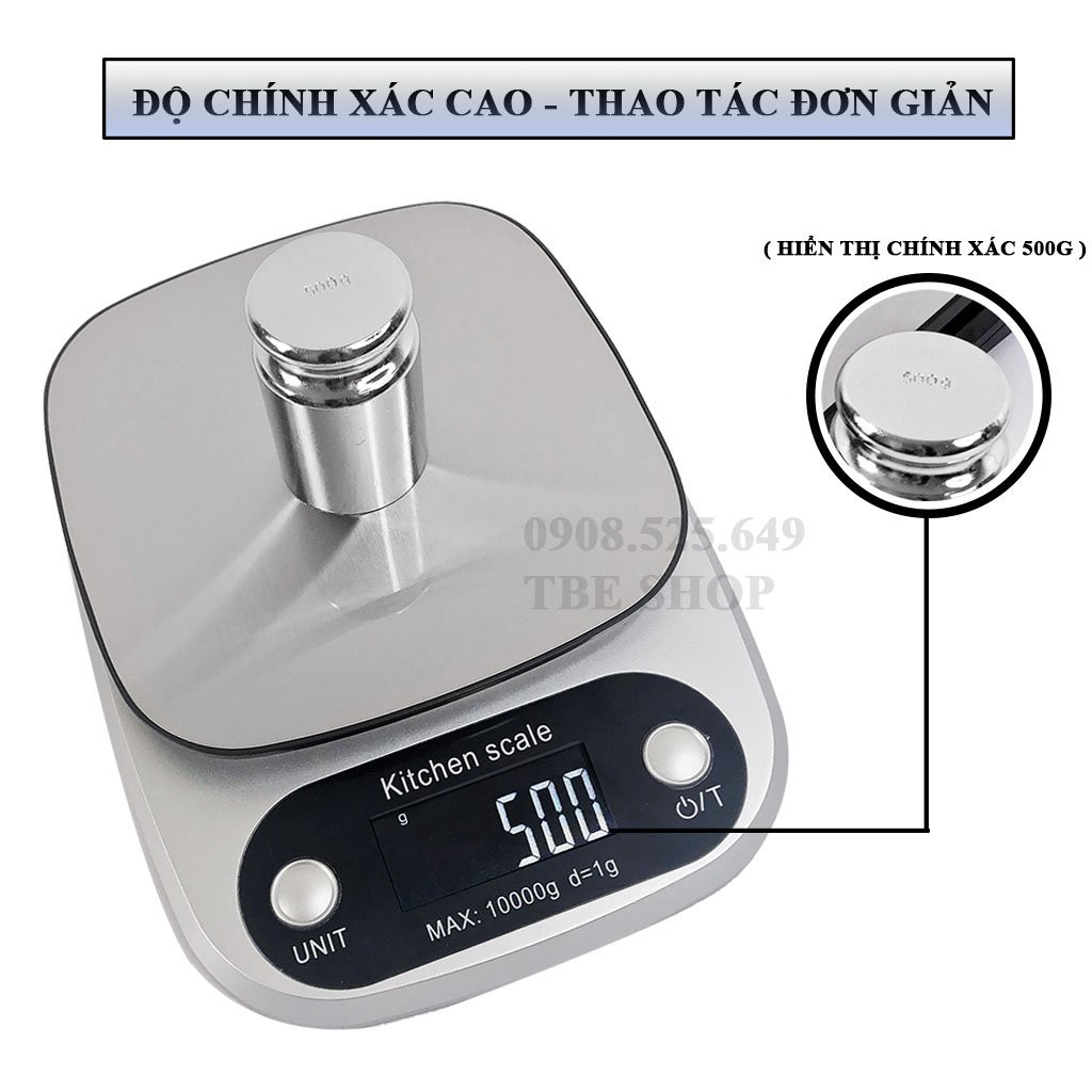 Cân Điện Tử Mini 10kg 1g & 5kg 0.1g Thiết Kế Hợp Kim Thép Độ Chính Xác Cao ( Bảo Hành 1 Năm ) TBE Shop