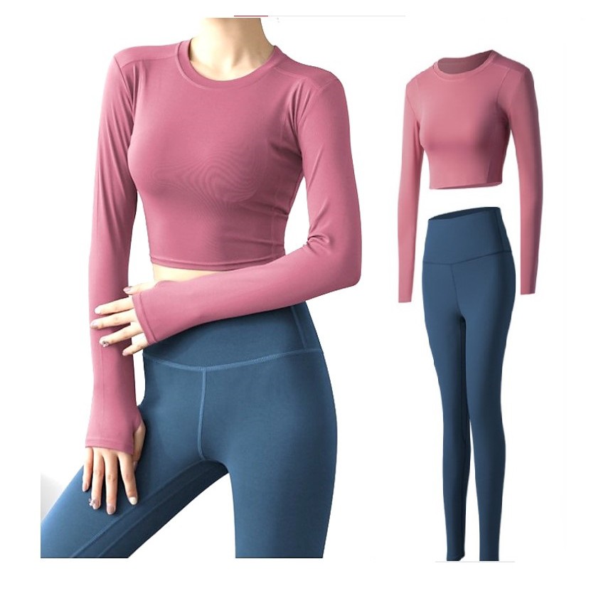 Áo Croptop Tập GYM YOGA Nữ Dài Tay Xỏ Ngón Cao Cấp Chất Vải Thun Lạnh Co Dãn Đủ Size WiiFashion