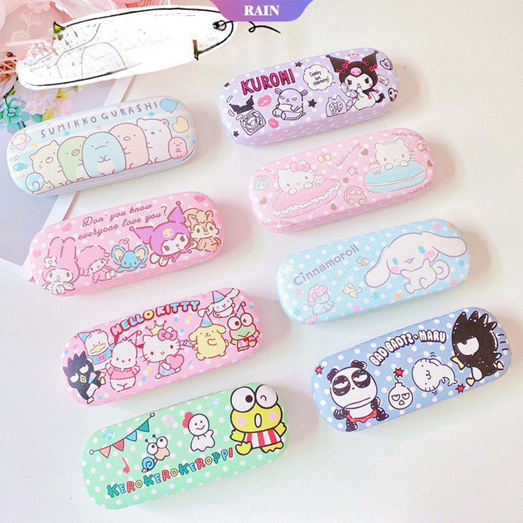 SANRIO Hộp Đựng Mắt Kính Bằng Da PU Họa Tiết Hoạt Hình Cinnamoroll Kuromi Đáng Yêu Chống Rơi Vỡ