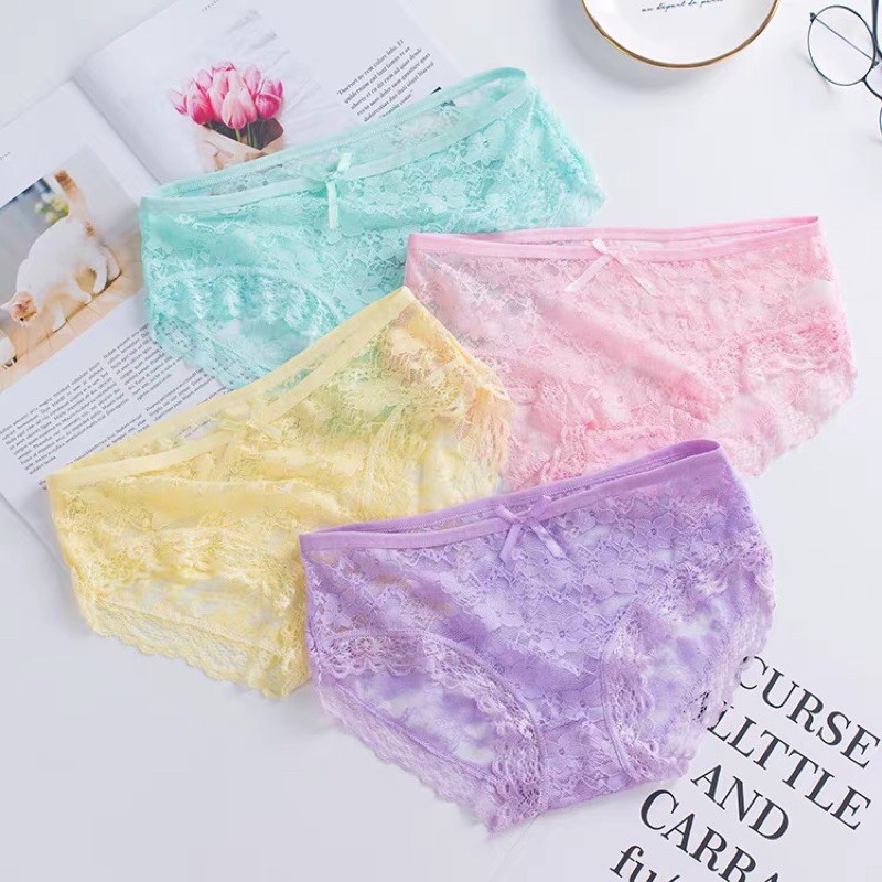 Quần lót ren đính nơ mềm mại quyến rũ