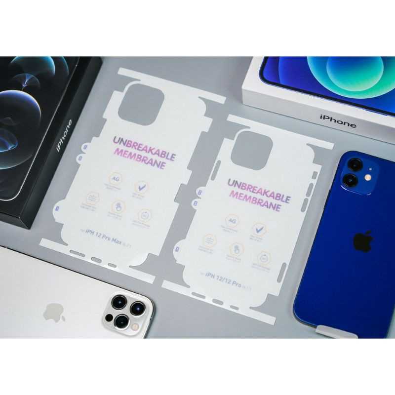 Miếng dán PPF AG chống vân tay cho iPhone 12 Mini, 12, 12 Pro, 12 Pro Max bảo vệ lưng và viền máy toàn diện