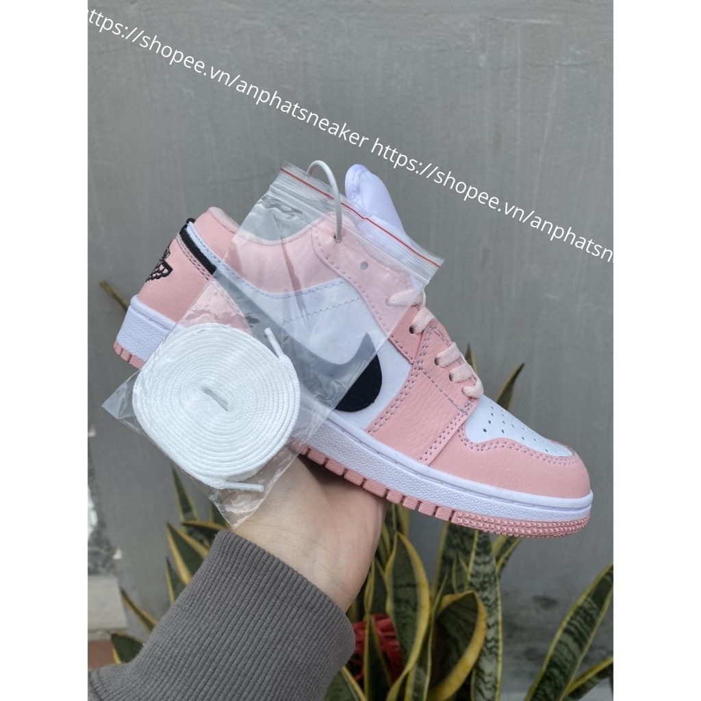 Giày Jordan nữ cổ thấp màu hồng cực xinh, Giày Jordan 1 low nữ màu hường nhạt, Sneaker bóng rổ JD1 pink bản đẹp full box | BigBuy360 - bigbuy360.vn