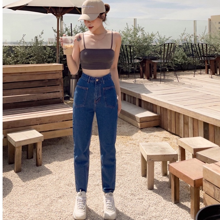 Quần Baggy Jean Kpboutique Màu Xanh Đậm Chất Jean Mềm Mịn Không Giãn Quần Lên Dáng Đẹp Dễ Phối Đồ Dành Cho Nữ Mã 167Đ | BigBuy360 - bigbuy360.vn