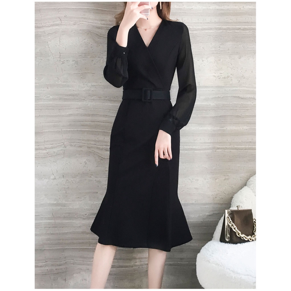 Đầm Đuôi Cá Tay Dài Nhấn Eo Thời Trang Thanh Lịch | BigBuy360 - bigbuy360.vn