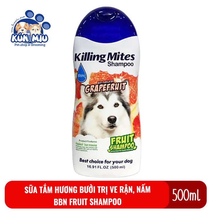 Sữa tắm cho chó mèo hương hoa quả thơm mát BBN Fruit shampoo chai 500ml