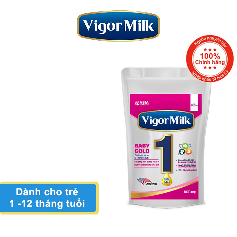 GÓI 30G - VIGOR MILK BABY GOLD 1 (0-12th) - Sữa chuyên biệt cho trẻ phát triển hệ miễn dịch.