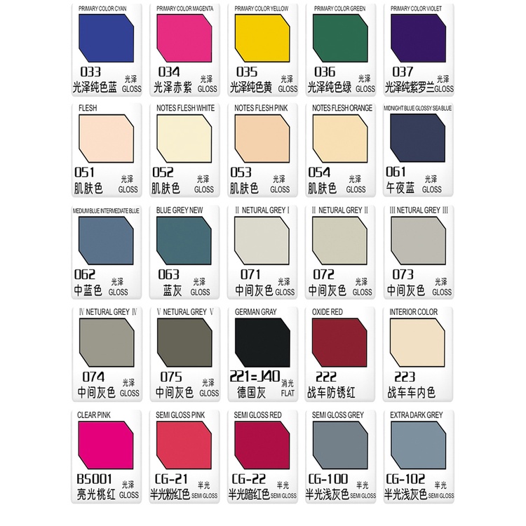 Sơn màu cơ bản GK034 - CG102 15ml lacquer Sunin 7 - Sơn Mô Hình