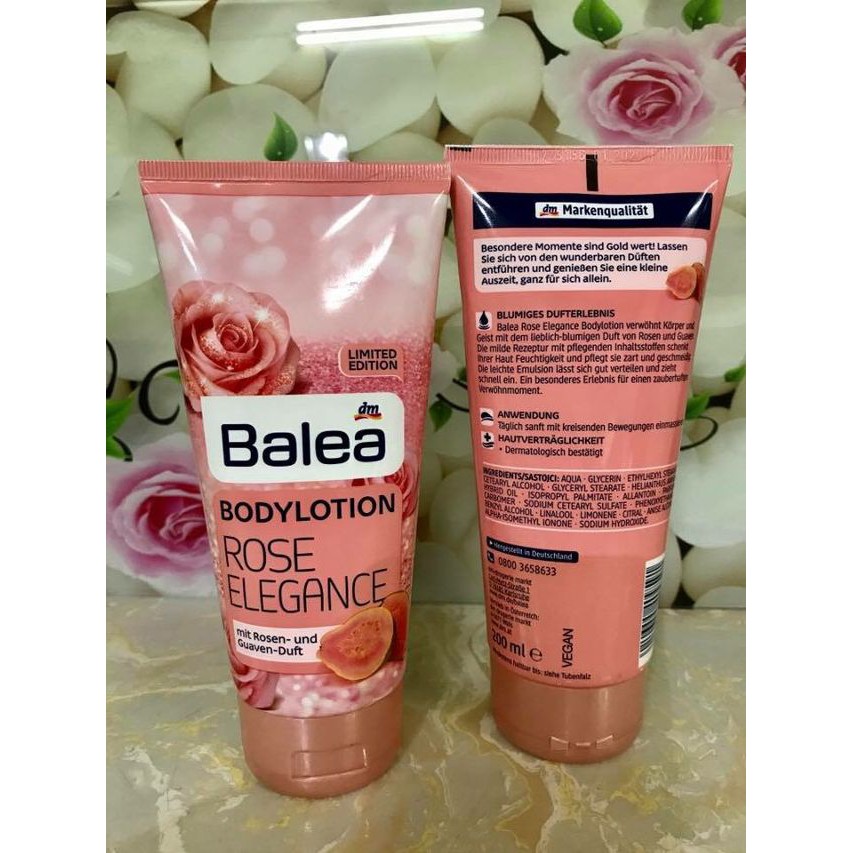 Kem dưỡng thể Balea Bodylotion Rose Elegance hương hoa hồng và hương ổi của Đức