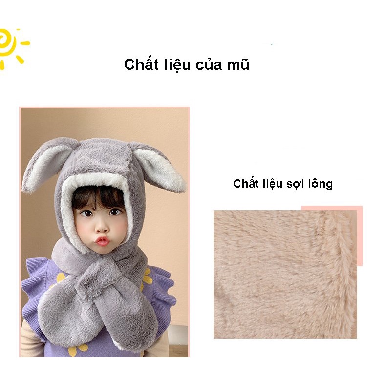 Mũ len cho bé trai gái trùm đầu tai gấu NANA nón len nam nữ kèm khăn quàng cổ mùa giữ ấm mùa đông