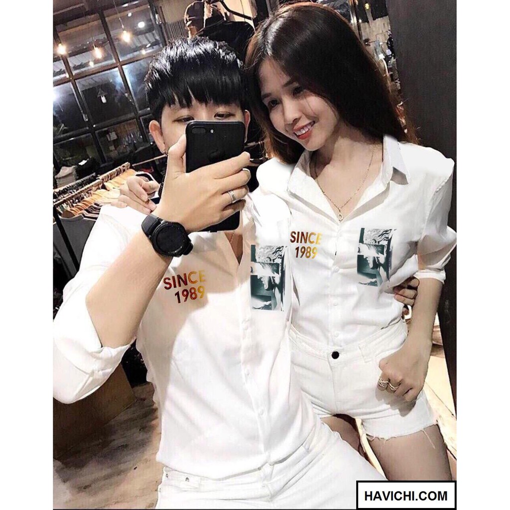 Áo Sơ Mi Nam đẹp 𝐅𝐑𝐄𝐄𝐒𝐇𝐈𝐏 Áo sơ mi cặp nam Nữ Cặp Đôi couple đen sọc nâu dễ thương phong cách cá tính