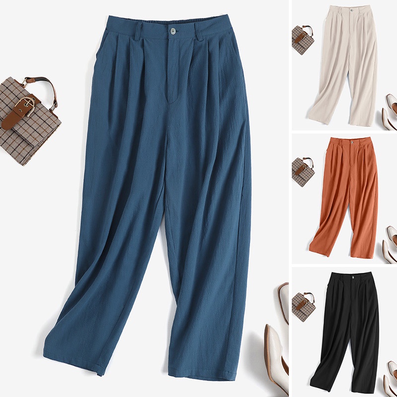 Quần dài ZANZEA ống rộng màu trơn thời trang cho nữ