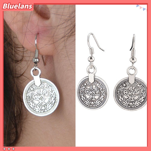 Bông tai hợp kim hình đồng tiền kiểu dáng Vintage