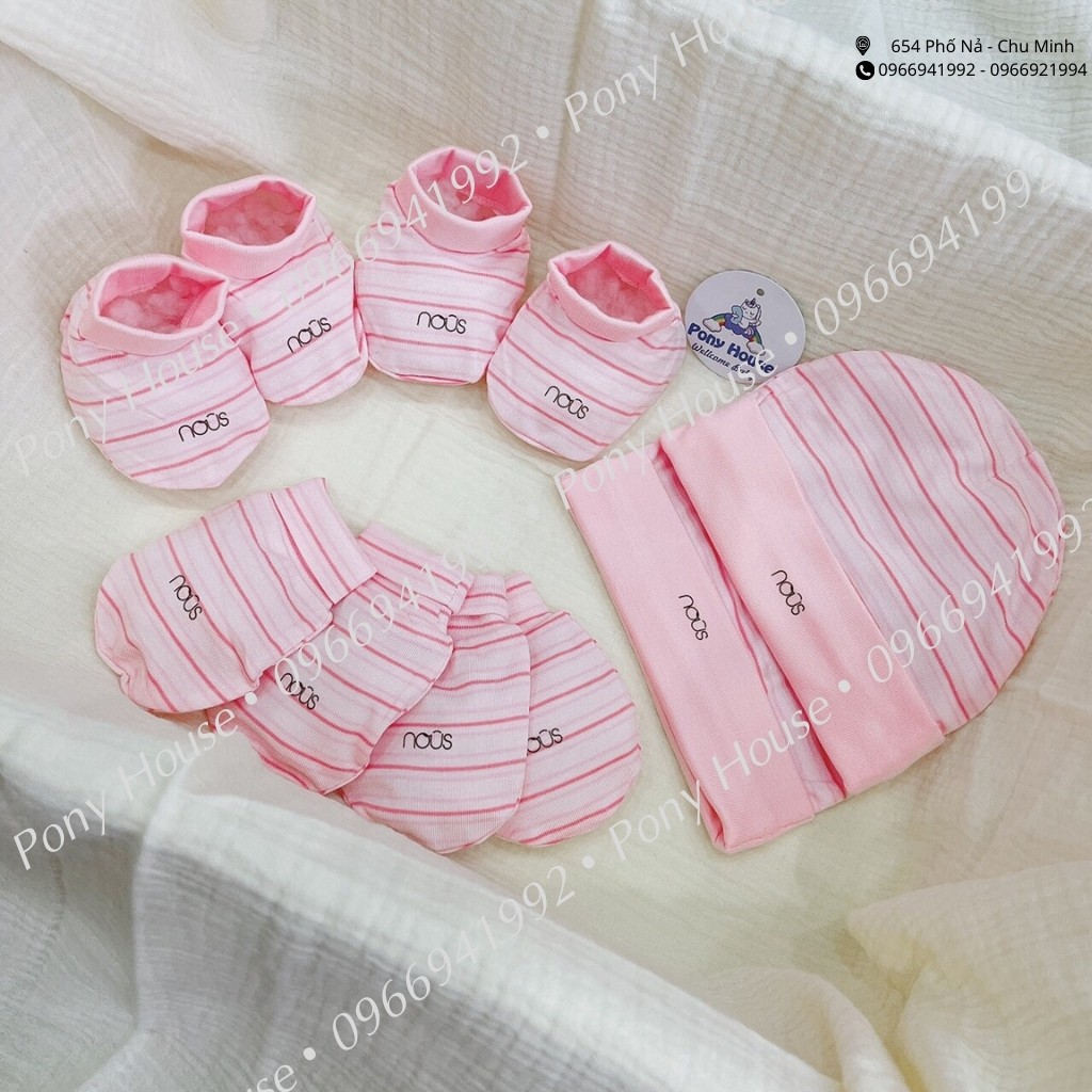 Bao Tay Nous - Bao Chân Nous - Mũ Nous / Phụ Kiện Cho Bé Sơ Sinh Set 2 Đôi (Size Sơ sinh/ NewBorn/ NB)