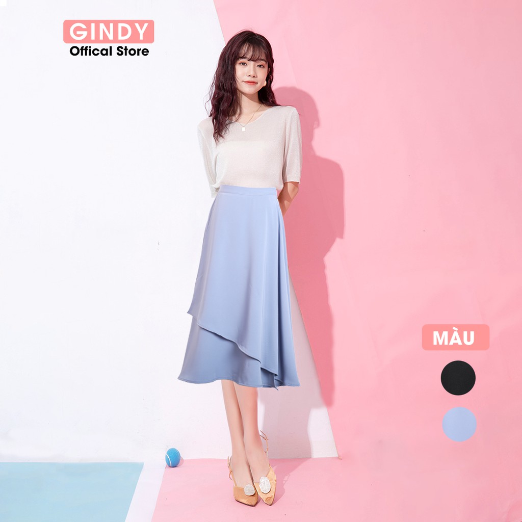 Chân váy dài GINDY cánh tiên lụa thời trang công sở thanh lịch hàng thiết kế V10116 | BigBuy360 - bigbuy360.vn