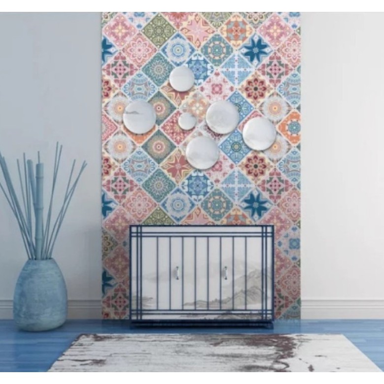 Decal giấy dán tráng nhôm cách nhiệt mẫu ô sắc màu khổ 60cm