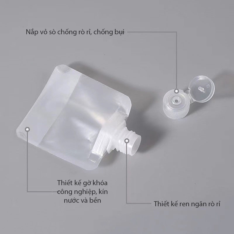 Túi Chiết Mỹ Phẩm Du Lịch 30ml/50ml/100ml, Túi Đựng Mẫu Thử Kem Dưỡng, Dầu Gội Tái Sử Dụng