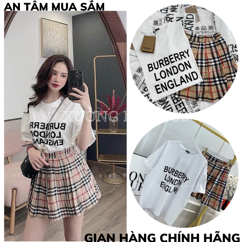 Bộ Chân Váy Kẻ Áo Thun LONDON 🦋 Set Váy Kẻ Caro Kèm Áo Cộc Dài Tay Áo phông form roognj unisex sét áo kèm chân váy