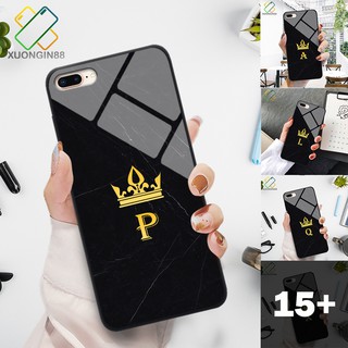 Ốp lưng kính iphone 7/8 7Plus/8Plus in hình chữ cái vân đá cẩm thạch