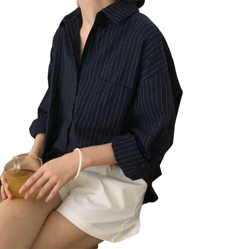 Sơ Mi Nữ Tay Dài Kẻ Sọc