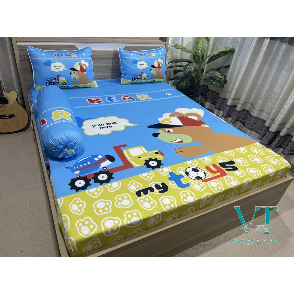 Bộ Chăn Ga Thun 5D Ý Cartoon