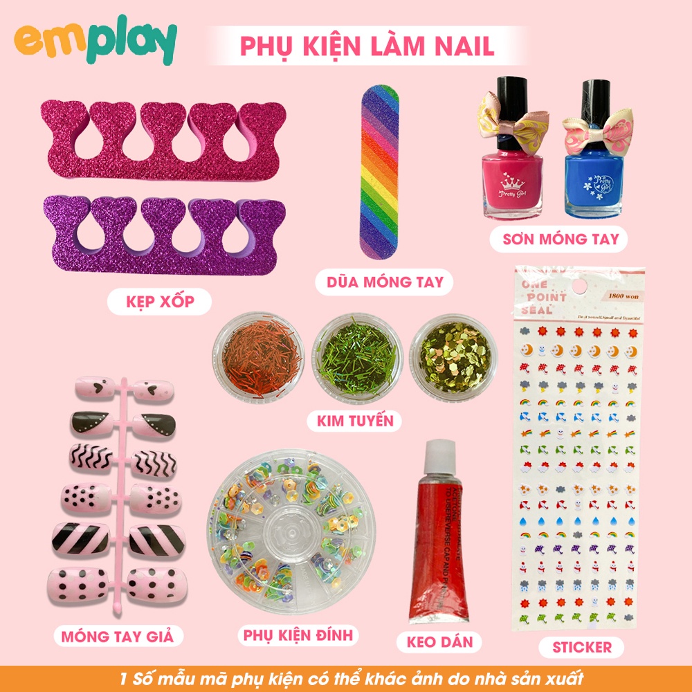 Đồ chơi làm nail cho bé gái, Đồ chơi trang điểm cao cấp dáng hộp có quai xách chất liệu thật an toàn cho bé