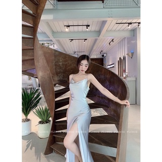 Đầm lụa cổ đổ Ellen dress - Grey
